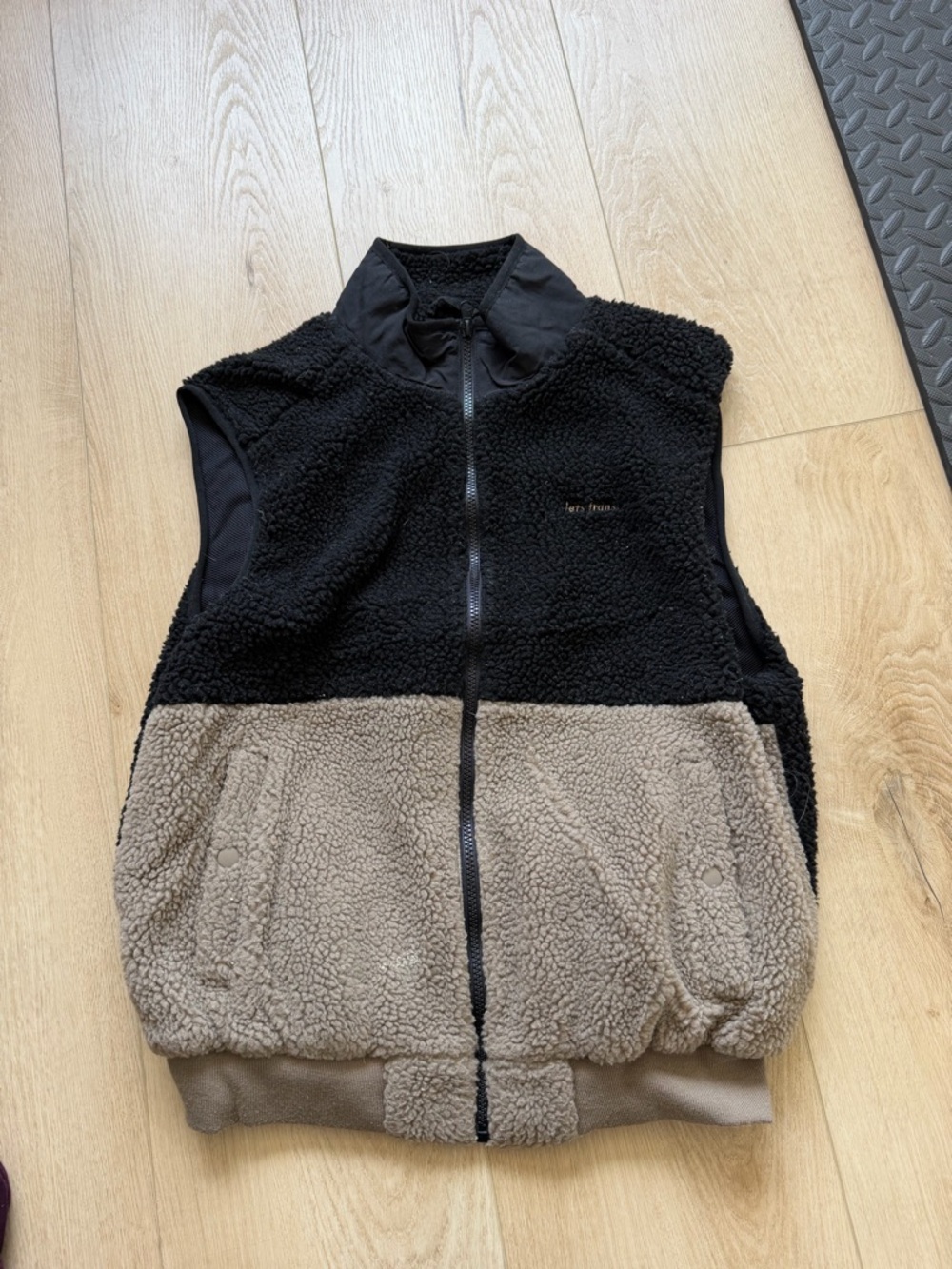 Urban Outfitters Black Sherpa Zip Vest